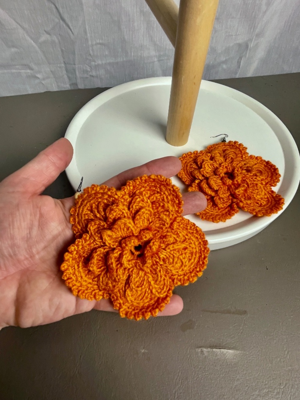 Handmade crochet flower earrings